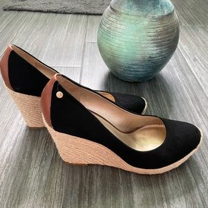 Antonio Melani black suede, espadrille wedges